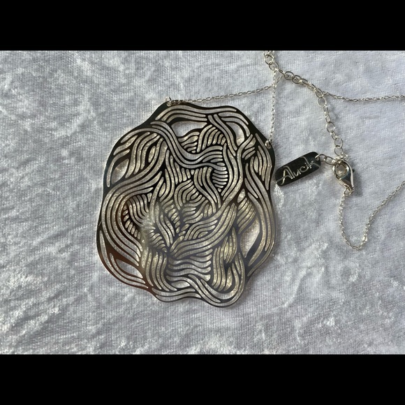 Designer Alucik Sterling Silver 925 Abstract Necklace - Picture 3 of 11